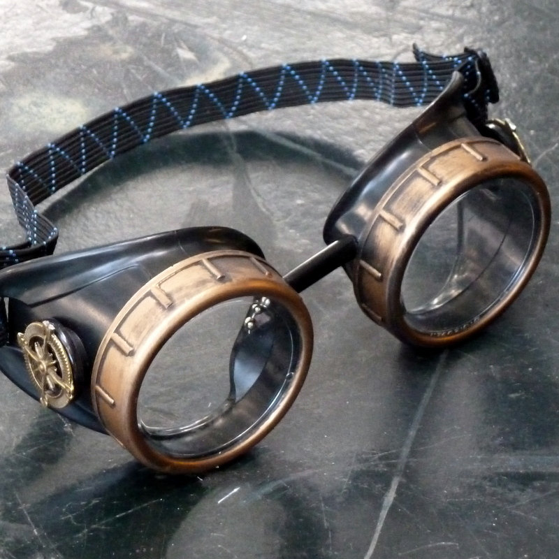 Classic Black and Bronze Steampunk Compass Goggles