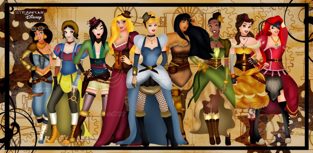 The Disney Princesses sporting a steampunk look.