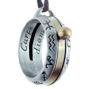 Aquitaine Astrology Sundial Necklace in Pewter