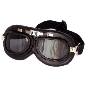 Black aviator goggles, smoke gray lenses