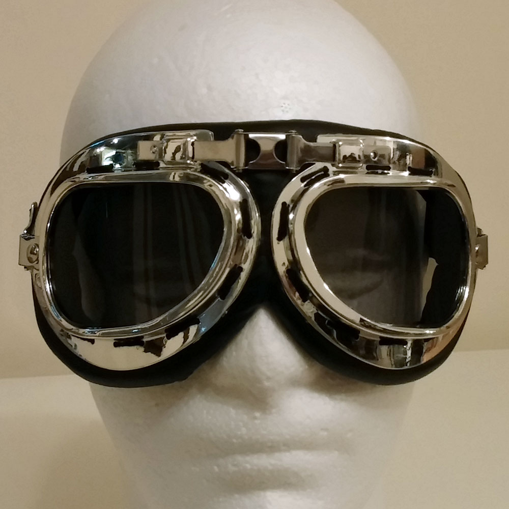 Silver aviator goggles - front