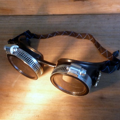 Victorian Welding Goggles with Bee Carving top view