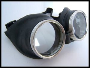 Black Leather Steampunk Goggles with Clear Lenses