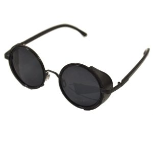 Steampunk Glasses With Side Shields - Black Frames and Dark Lenses - 3/4 View