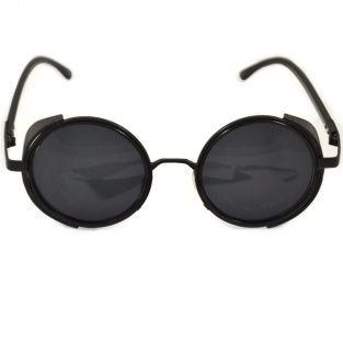 Steampunk Glasses With Side Shields - Black Frames and Dark Lenses