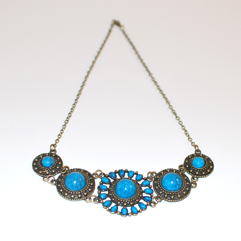 Vintage Bohemian Choker - Turquoise & Bronze - Steampunk Necklace