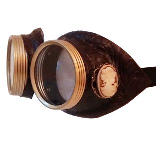 brown faux leather cameo goggles - 3/4 view