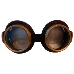 Brown faux leather goggles with side cameo
