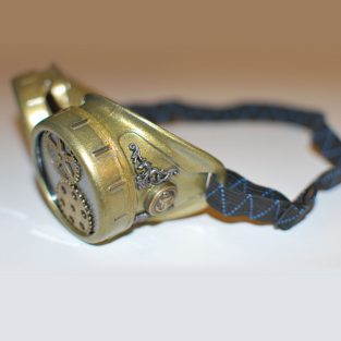 Brass toned goggles with gears