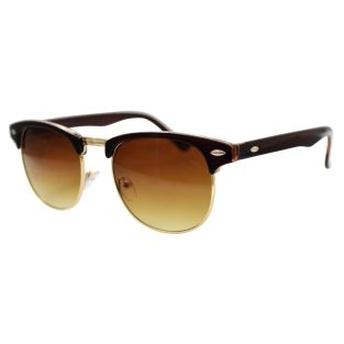 Brown Clubmaster Sunglasses With Gold Accents