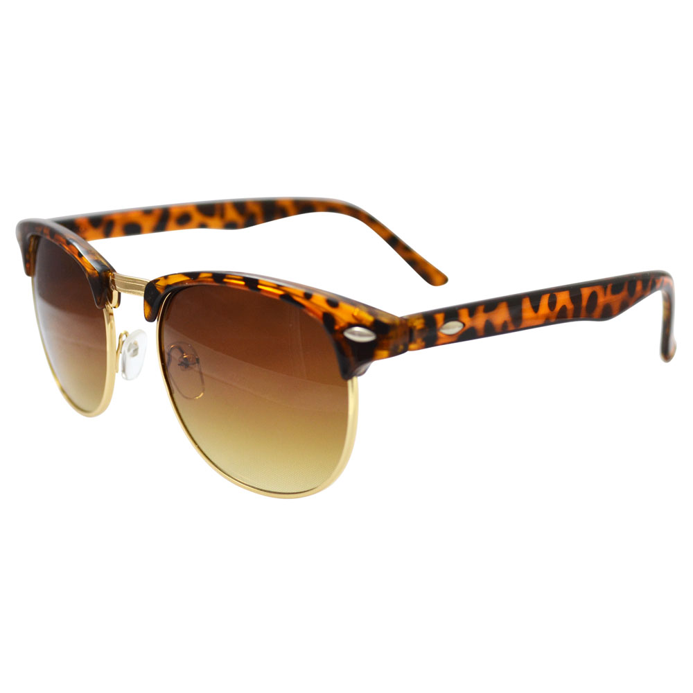 Cheetah Print Clubmaster Sunglasses With Gold Accents