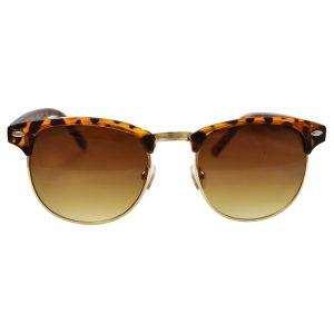 Cheetah Print Clubmaster Sunglasses With Gold Accents - Front