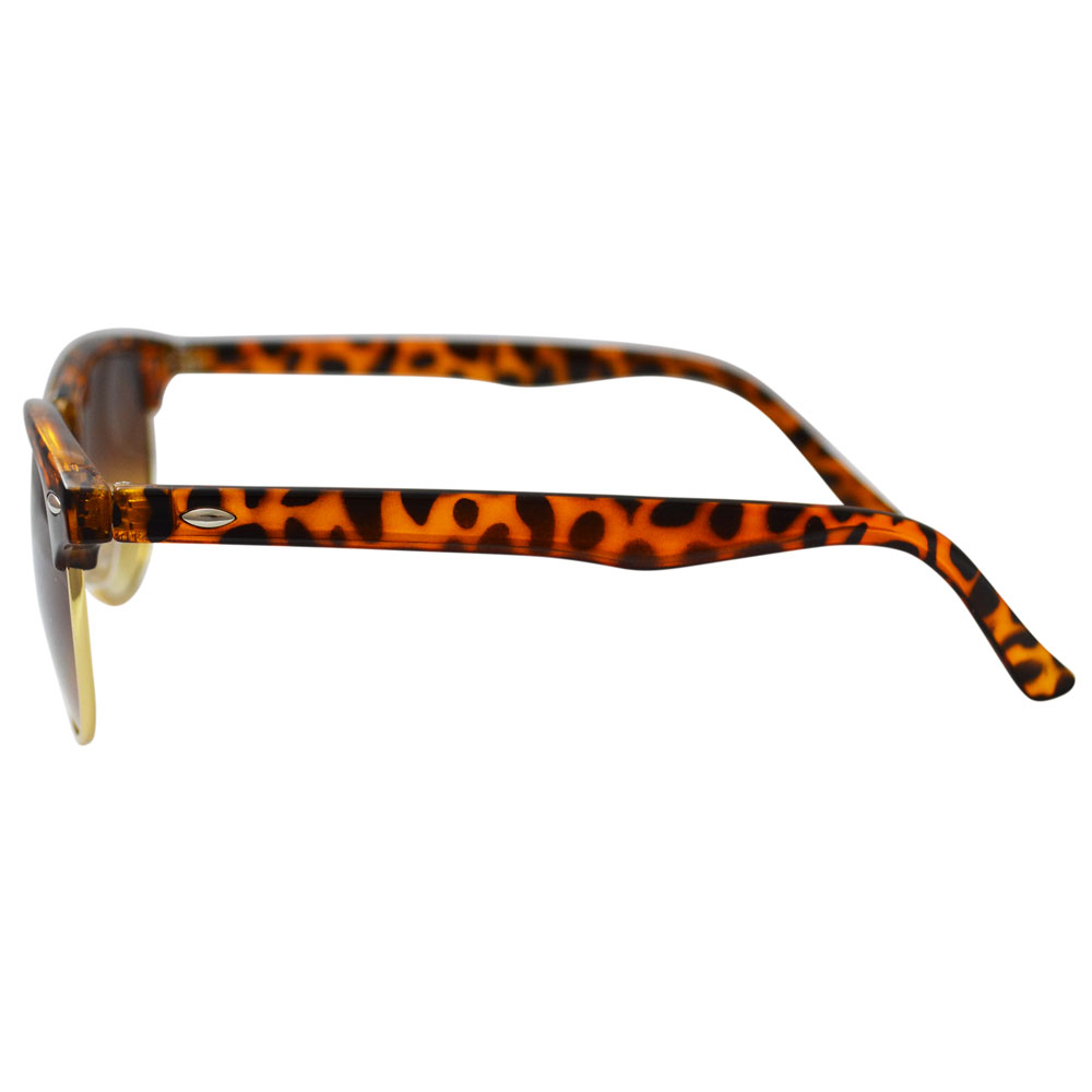Cheetah Print Clubmaster Sunglasses With Gold Accents - Side