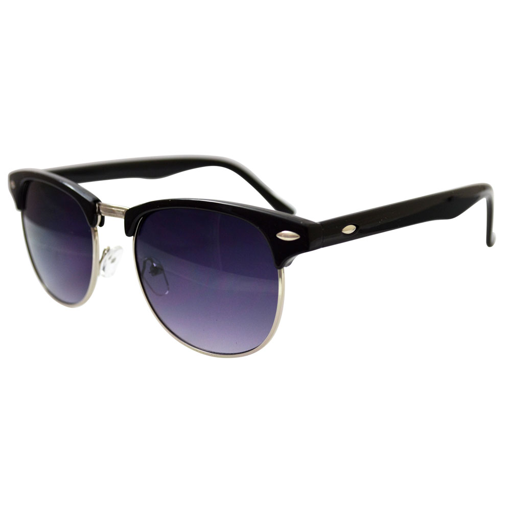 Dark Purple Clubmaster Sunglasses With Gold Accents - Folded