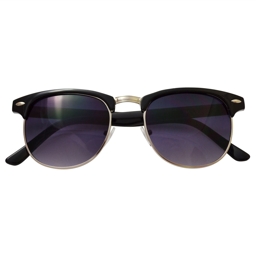 Dark Purple Clubmaster Sunglasses With Gold Accents - Folded