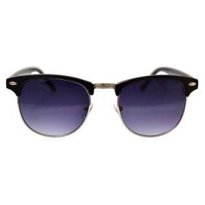 Dark Purple Clubmaster Sunglasses With Gold Accents - Front