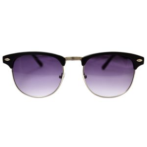 Purple Clubmaster Sunglasses, Matte Black With Gold Accents - Front