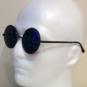 blue mirrored lenses with gunmetal gray frame & black temple covers