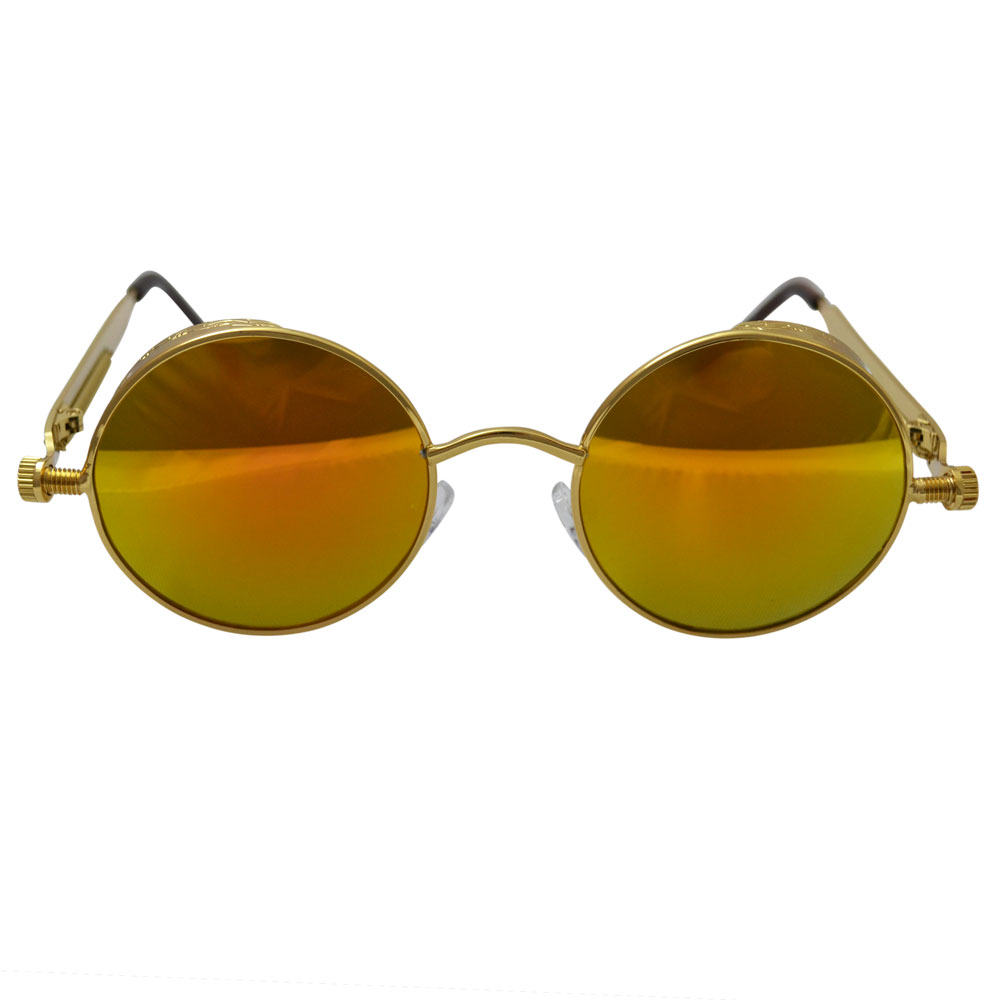 Gold Sunglasses with Spring Temples & Golden Red Lenses - Large, Front