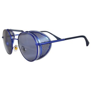 Blue Oval Sunglasses With Fold In Side Shields