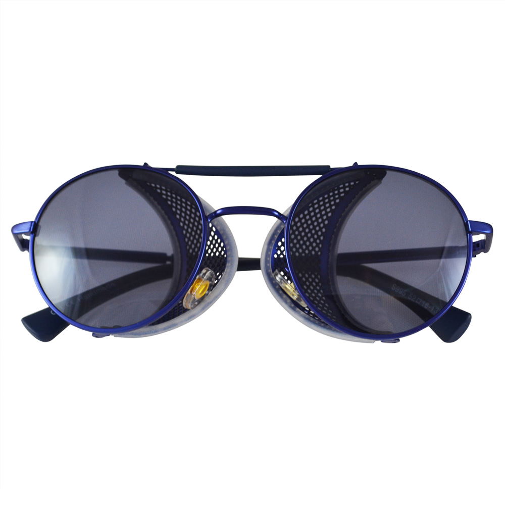 Royal Blue Oval Sunglasses With Fold In Side Shields