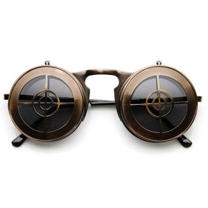 Round Flip-Up Target Sunglasses in Bronze