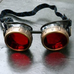 Steampunk Navigator Goggles With Red Lenses