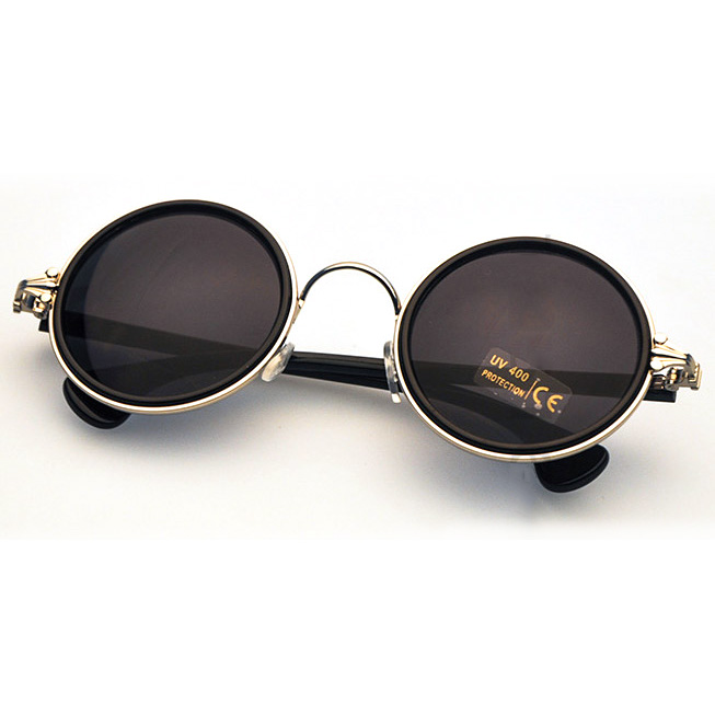 Gold Sunglasses: Crow's Feet Ends, Gray Lenses