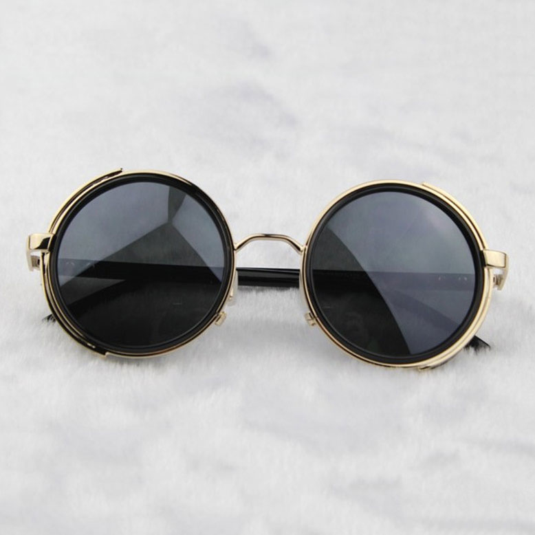 Steampunk Glasses - Gold & Gray With Side Shields - folded