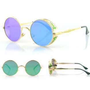 Golden Sunglasses: Green Lenses and Filigree Side Shields