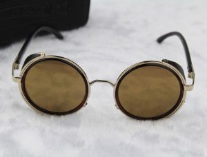 Gold Steampunk Glasses - Yellow Lenses - Front