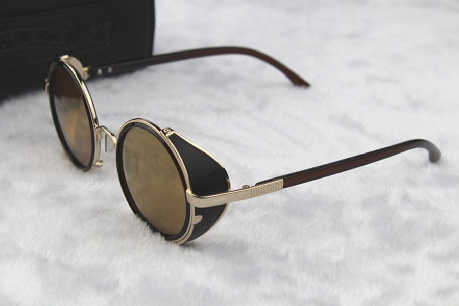 Gold Steampunk Glasses - Yellow Lenses - Side