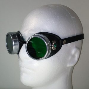 Green Pearl Goggles With Silver Eye Cups