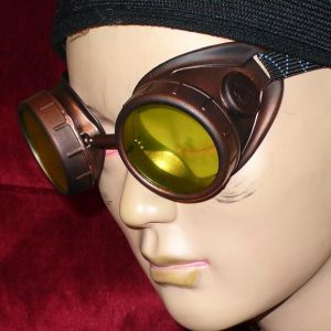 Dark Brown Goggles: Green Lenses