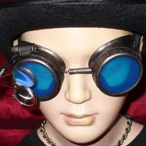 Brown Toned Goggles: Blue Lenses & Eye Loupe