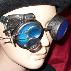 Brown Toned Goggles: Blue Lenses & Eye Loupe