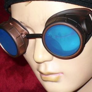 Dark Brown Goggles: Blue Lenses