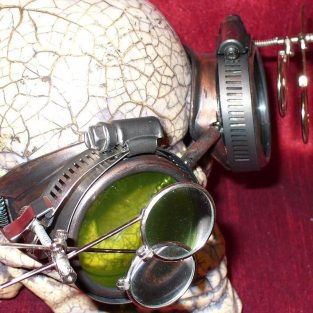 Copper Apocalypse Goggles w/ Green Lenses & Eye Loupe