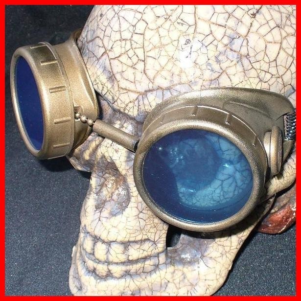 Gold Apocalypse Goggles: Blue Lenses