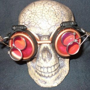 Copper Apocalypse Goggles: Red Lenses w/ Two Eye Loupes
