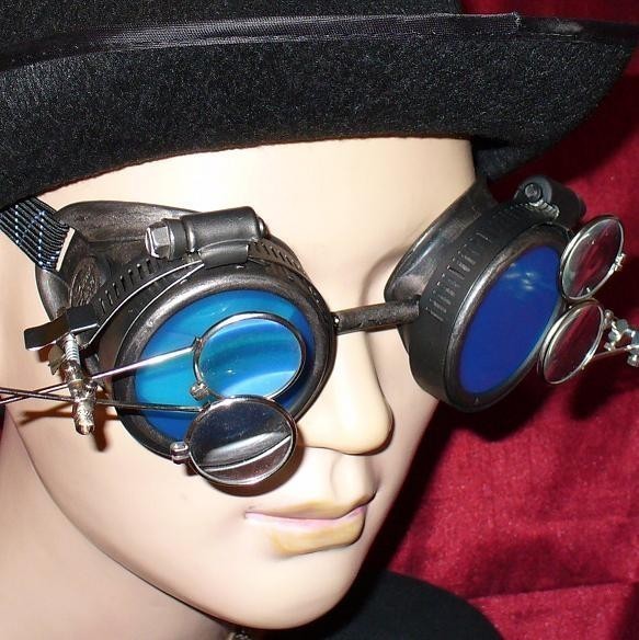 Black Goggles: Blue Lenses w/ Two Eye Loupes