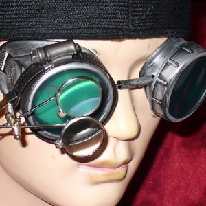 Silver Apocalypse Goggles: Blue Lenses & Eye Loupe