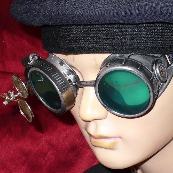 Silver Apocalypse Goggles: Blue Lenses & Eye Loupe