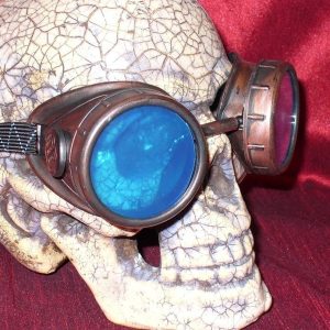 Copper Toned Apocalypse Goggles: Blue Lenses