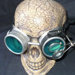 Silver Apocalypse Goggles: Blue Lenses w/ Eye Loupe