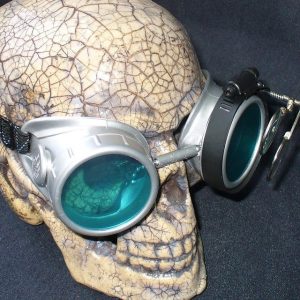 Silver Apocalypse Goggles: Blue Lenses w/ Eye Loupe