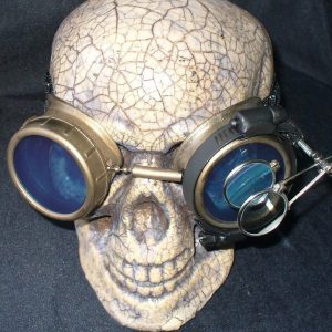 Dark Brown Apocalypse Goggles: Blue Lenses w/ Eye Loupe
