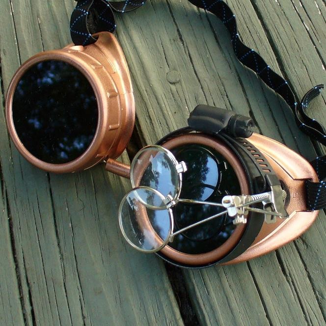 Copper Goggles: Dark Lenses w/ Eye Loupe