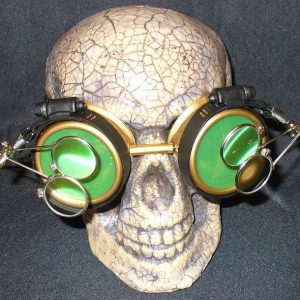 Gold Apocalypse Goggles w/ Green Lenses & Two Eye Loupe