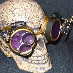 Gold Apocalypse Goggles w/ Purple Lenses & Two Eye Loupe